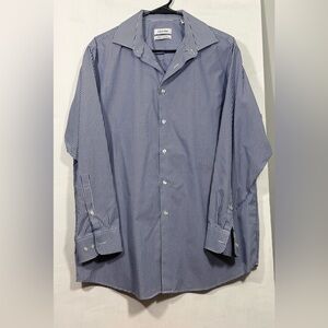 Calvin Klein Men's Navy Checkered Dress Shirt